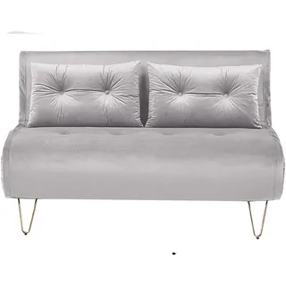 Beliani Schlafsofa Samt 2-Sitzer Grau
