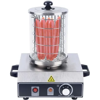 KANBCNG Bockwurstwärmer 350W Hot Dog Maker Edelstahl Wurstkocher Würstchenwärmer Elektrische Zylinder Heizung Profi Würstchenkocher Wurstwärmer Einstellbarer Temperatur 30-85°C