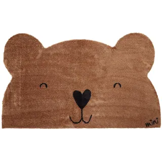 Mad about Mats Kinderteppich Filip, Motivform, Kinderteppich Spielteppich Tiermotiv, Bär Teddybär braun, 67 x 110 cm 0,9 cm hoch, weich niedlich, waschbar, rutschfest braun