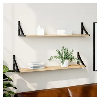 furnicato Wandregal Wandregal-Set 80x15x15,5 cm Sonoma-Eiche aus Holzwerkstoff und Metall, 2-tlg., Feuchtigkeitsbeständige Schweberegale mit viel Stauraum im Wohnraum braun 80 cm x 15.5 cm x 15 cm