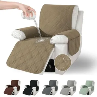 PromoHome® Stuhlhussen mit Taschen, rutschfest und waschbar, für Relax- und Fernsehsessel, Schutz vor Tierhaaren und Flecken, hellbraun