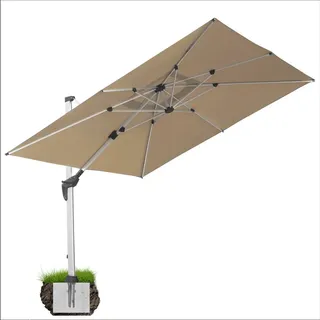 anndora Ampelschirm Aluminium dark natural 3m x 3m quadratisch - 360o drehbar - komplett schwenkbar neigbar - inklusive Bodenanker - mit Bodenanke... - Naturbelassen