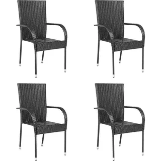 furnicato Stapelbare, Schwarz, Holz, 55.5x95x53.5 cm, Gartenmöbel, Gartenstühle, Gartenstühle