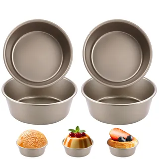 4 Stück Runde Backformen aus Kohlenstoffstahl, Mini Tortenform -∅ 11cm/4cm Tief- Gesund & Ungiftig Kuchenbackform mit Antihaftbeschichtung, Backblech Rund zum Backen Tortenboden/Nachtisch/Bread