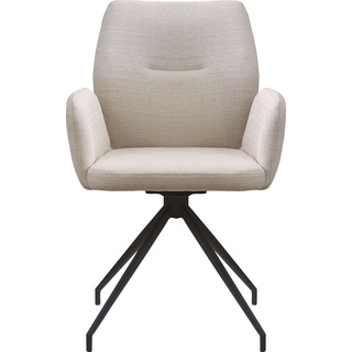 Armlehnstuhl SALESFEVER Stühle Gr. B/H/T: 59 cm x 88 cm x 58 cm, Webstoff strukturiert Strukturoptik, Armlehnstuhl mit 180 Drehfunktion Beige + Metall, beige (beige, schwarz, schwarz) Armlehnstühle