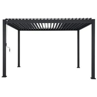 Leco Pergola "DELUXE", (ohne Rollos und Lamellenwände, mit Lamellendach), aus pulverbeschichteten Aluminium grau