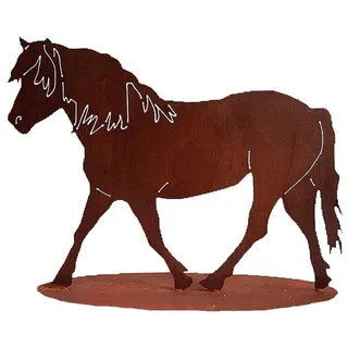 Dekofigur Pferd auf Standplatte im Rost Design, Rostfigur für den Garten, Gartendeko, Metalldeko, Terrassendeko