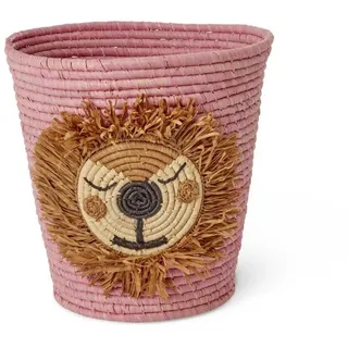 RICE A/S Aufbewahrungskorb Tiermotiv Kinderzimmer, Raffia, handgefertigt Ø 20 cm, Höhe 30 cm