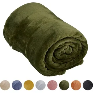 ARTI CASA Fleecedecke Kuscheldecke 150 x 200 cm Dunkelgrün