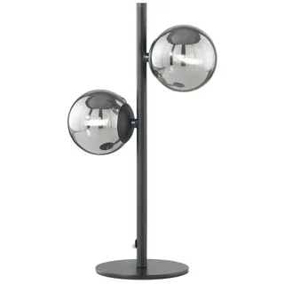 Luce Ambiente Design LED Nachttischlampe mit Rauchglas-Kugeln, Höhe 40cm, Dimmfunktion, LED wechselbar, Warmweiß, ausgefallen-e Tischlampe groß mit G9 Leuchtmitteln in 3 Stufen dimmbar schwarz