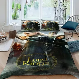 LORDOS Bettwäsche 155x220 Herr der Ringe Bettwäsche-Sets Mit Kissenbezüge 80x80cm Aus Mikrofaser Mit Reißverschluss Weich Und Bügelfrei - Für Allergiker Geeignet