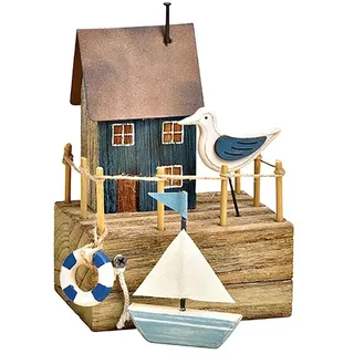 maritime Holz Serie grau-weiss ┼ Schiff/Segler ┼ Leuchtturm ┼ Rettungsring ┼ Bilderrahmen ┼ Deko - Nautic (Bootshaus Blau)