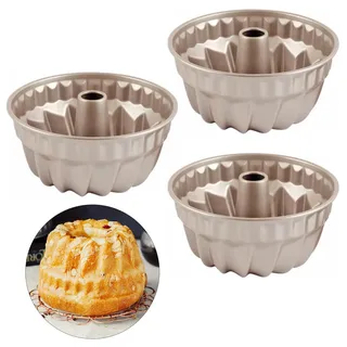 Qixuer 3 Stück Mini Gugelhupfform 10.8cm Gugelhupf Backform Rund Kuchenform Klein mit Antihaftbeschichtung für Gugelhupf, Kuchen, Muffin, Cupcake