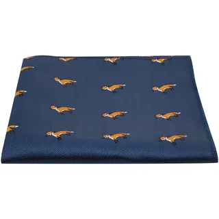 King & Priory Marineblaues Fischgrätenmuster, bestickt, Fuchs, Einstecktuch, blau, Einheitsgröße - Einheitsgröße