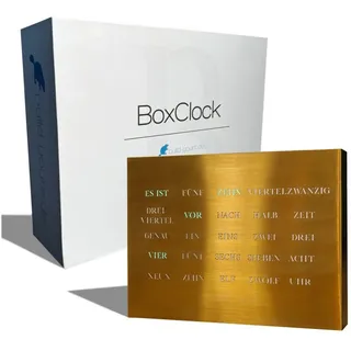 build-yours.de Tischuhr BoxClock Edelstahl - Die Wortuhr für den Schreibtisch - LED Standuhr