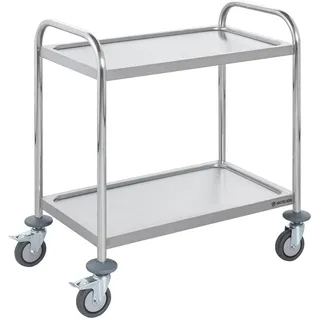 GastroHero Servierwagen ECO 2 Small Edelstahl 2 Etagen Transportwagen Küchenwagen Gastro 80 kg Traglast Rollen gebremst