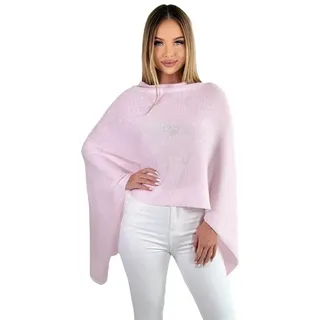 Mississhop Strickponcho Damen Poncho Cape Überwurf Strickponcho feiner Strick 221 rosa