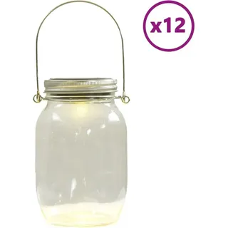 vidaXL Solarleuchte Glas 23,5 cm 12 Stk. warmweiß silber