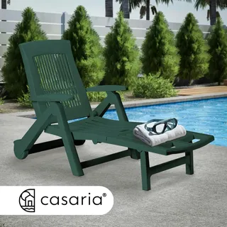 CASARIA 2er Set Sonnenliege Klappbar Liegestuhl mit Rollen 5-Verstellbar Grün