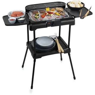 Princess Elektrogrill mit Seitlichen Ablagen 2200 W Schwarz Schwarz