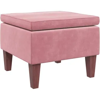 vidaXL Hocker, Sitzhocker Fußhocker mit Holzbeinen, Polsterhocker Fußbank für Wohnzimmer Schlafzimmer Flur, Fußstütze Ottomane, Modern, Rosa Samt