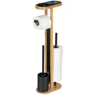 Wenko Stand WC-Garnitur Mod. Orea Bambus, mit Ablagefläche und Ersatzrollenhalter