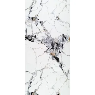 Duschrückwand Wandpaneele 122x244cm in Marmor- und Granitoptik (Arabescato White), Badrückwand Duschverkleidung Wandverkleidung aus 3mm PVC, für Innen- und Außenbereich