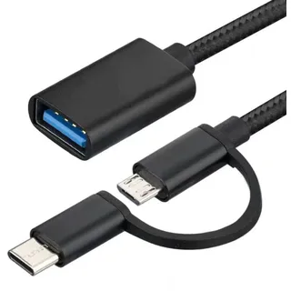 EWANTO 160 mm OTG Adapterkabel Schwarz USB-A 3.0 (w) zu micro USB (m) mit USB-C (m) Multi Adapter UAMS-01