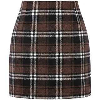 Bastwahl Rock Winter Damen Kurz Wolle - Minirock Winterrock Bluse Rock Klassischer Preppy-Stil Damenrock Modischer Herbst-Winter Karierter Minirock