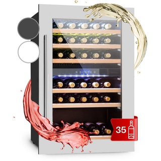 Klarstein Weinkühlschrank Vinsider 35D Einbau-Weinkühlschrank 128 Liter 41 Weinflaschen 2 Zonen, für 41 Standardflaschen á 0,75l,2 Zonen Wein Flaschenkühlschrank Getränkekühlschrank Weintemperierschrank Weinschrank Kühlschrank silberfarben