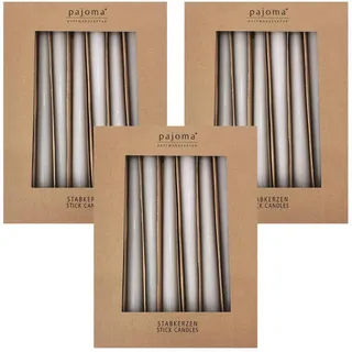 Stabkerzen 30er-Set | Grau | Höhe 25 cm ø 2,2 cm | Brenndauer 7 Stunden - Premium Qualität | einfarbige Spitzenkerzen | pajoma®