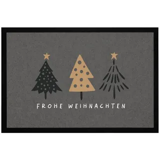 MoonWorks Fußmatte Fußmatte Frohe Weihnachten mit XMAS Willkommen Spruch Weihnachtsdeko, rechteckig grau|schwarz