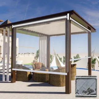 Wasserdichte Pvc-Rollos-Transparente Rollo Jalousie für Außen-Vinyl-Kunststoff-Rollläden,Staubdicht & Regenfeste,Fenster Gazebo Balkon Carport Seitenzugvorhänge,Durchsichtige,W×H-170×200cm/66.9×78.7in
