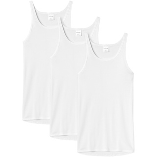 SCHIESSER Herren Unterhemd 3er Pack - Sport-Jacke, ohne Arm, Original Feinripp, einfarbig Weiß 3XL
