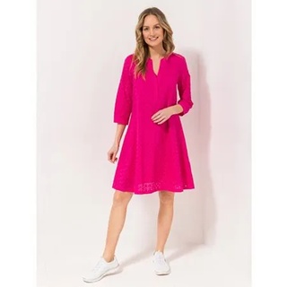 BASLER® Kleid, 3/4-Arm Serafino-Ausschnitt Lochspitze A-Linie