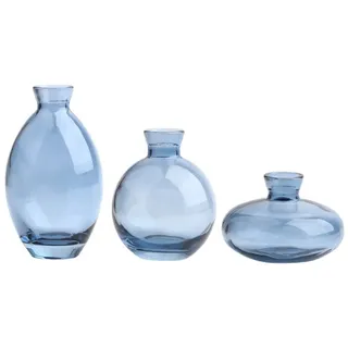 3 Stück Blau Kleine Glasvasen, Glas Blumenvasen Set, Kleine Glas Vasen Set, Schlanke Hydroponic Glasvase, Für Blumen Deko, Tisch, Couchtisch, Wohnzimmer, Büro