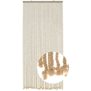 HAB & GUT -DV0110- Seilvorhang Türvorhang MARE 54 Stränge 90/200 cm Beige Zimmertüren Insektenschutz Balkon Terrasse Boho
