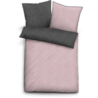 Wendebettwäsche BIBERNA "Hermal" Bettwäsche Gr. B/L: 135 cm x 200 cm (1 St.), B/L: 80 cm x 80 cm (1 St.), Flanell, lila (brombeer) Bettwäsche 135x200 cm in Melangeoptik, Winterbettwäsche, Made Germany