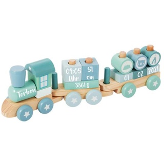 Personalisierte Holz-Eisenbahn blau | Little Dutch