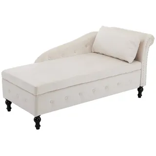 BlingBin Chaiselongue Sofa Loungesessel, 1 Teile, Nagelkopfbesatz und Knopfheftung, Schlafzimmer und Büro beige