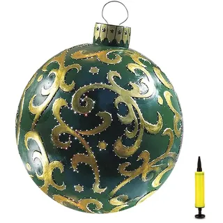 Hiraith Outdoor Aufblasbare Weihnachtskugeln, 60cm PVC Riesen Weihnachten Aufblasbarer Ball mit Pumpe, Garten Crafts Ornament für Familie Weihnachtsfest Party