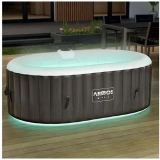 Arebos Whirlpool BALI aufblasbar für 2 Personen mit 90 Massagedüsen, (Komplett-Set, mit LED-Beleuchtung, 190 x 120 cm), für Outdoor & Indoor schwarz