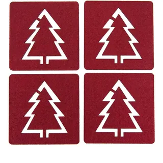 4x Filzuntersetzer Weihnachtsbaum Christbaum Weinrot als Tisch Deko Weihnachten