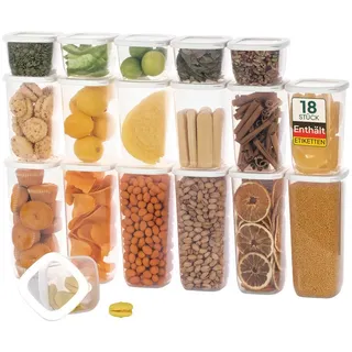 uandu Vorratsdose weiß 1,2 l 18-teiliges Set