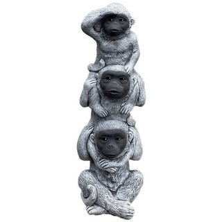 Stone and Style Gartenfigur Steinfigur 3er Affenbande frost- und wetterfester Steinguss 48 cm Höhe grau
