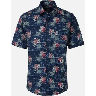 CasaModa Kurzarmhemd mit floralem Print Blau XL