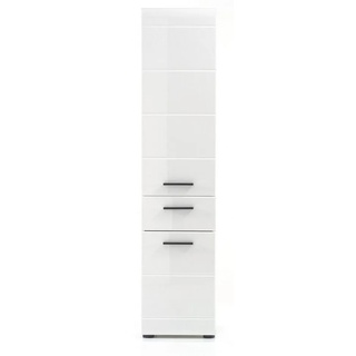 trendteam Hochschrank Gloss (Badschrank 30x182 cm) weiß Hochglanz, 2-türig, mit Schublade weiß