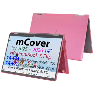 mCover Hartschalen-Schutzhülle, nur kompatibel mit HP OmniBook X Flip 14-FMxxxx, 14-FKxxxx 2-in-1 (mit 360°-Scharnier) Windows Laptop (Nicht für andere HP-Modelle geeignet), Rosa