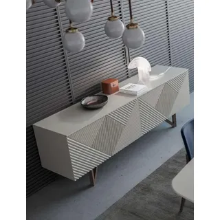 JVmoebel Sideboard Graue Kommode aus Holz mit Stauraum und modernen weißen Füßen (1 St), Made in Europa weiß