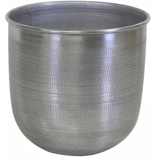 Casa Moro Orientalischer Blumentopf ALIKANTE M Silber 31x30 cm rund aus Aluminium mit Hammerschlag handgefertigt | Luxus Metall Übertopf Boho Pflanzkübel Designer Blumen-Kübel | ABK103